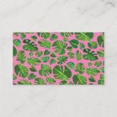 Tropisch Monstera Leaf QR Code Social Media Roze Visitekaartje (Voorkant)