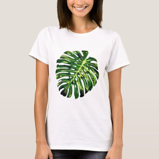 Tropisch Monstera Leaf T-Shirt - zomervakantie (Voorkant)