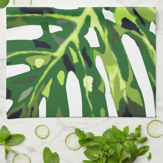 Tropisch Monstera Leaf - Theedoek (Gevouwen)