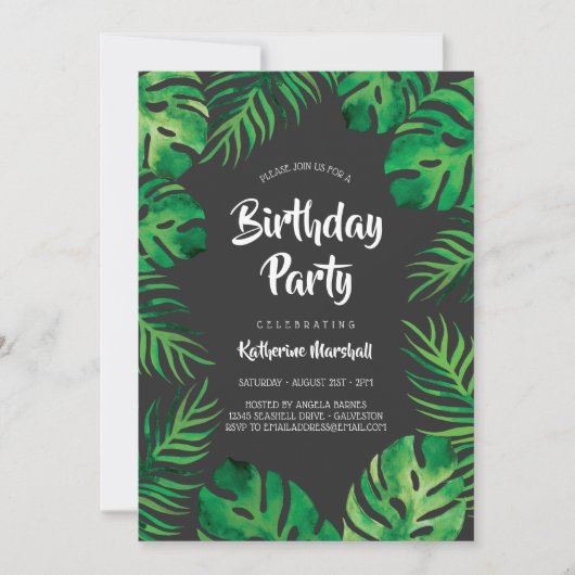 Tropisch Monstera Leaves Birthday Partij 2 Kaart (Voorkant)