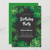 Tropisch Monstera Leaves Birthday Partij 2 Kaart (Voorkant / Achterkant)