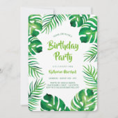 Tropisch Monstera Leaves Birthday Party Kaart (Voorkant)
