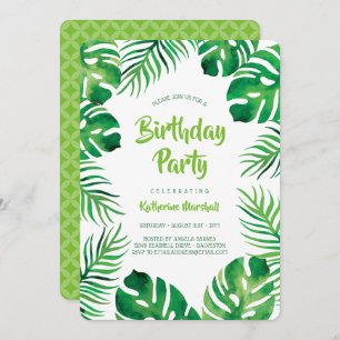 Tropisch Monstera Leaves Birthday Party Kaart