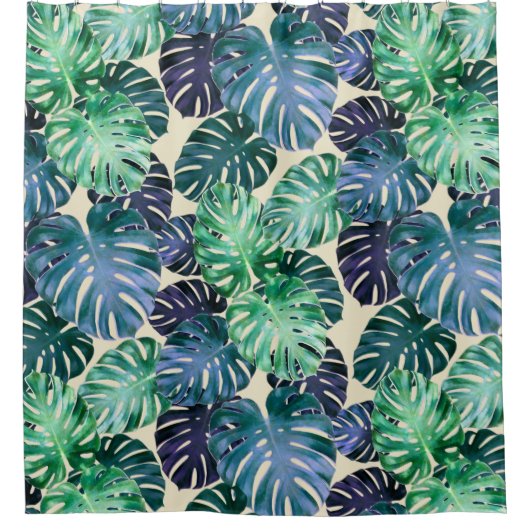 Tropisch Monstera Leaves Shower Curtain Douchegordijn (Voorkant)