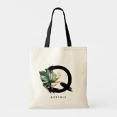 Tropisch Monstera Letter Q Monogram Bridesmaid Tote Bag (Achterkant)