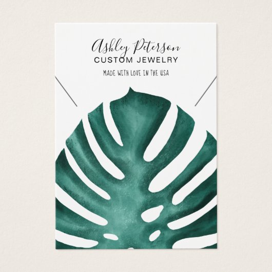 tropisch monstera logo juwelen ketting visitekaartje (Voorkant)