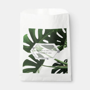 Tropisch Monstera Marble Wedding Bedankzakje