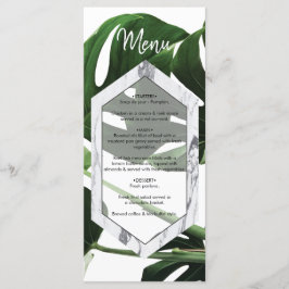 Tropisch Monstera Marble Wedding Menu