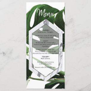 Tropisch Monstera Marble Wedding Menu