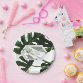 Tropisch Monstera Marble Wedding Papieren Bordje (Feest)