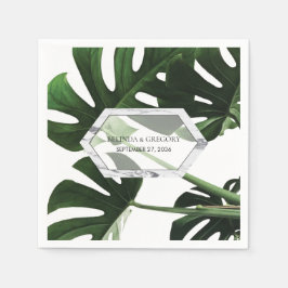 Tropisch Monstera Marble Wedding Servet