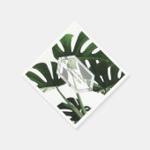 Tropisch Monstera Marble Wedding Servet (Hoek)