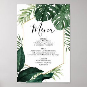 Tropisch Monstera Menu of Bar Menu Bord Poster