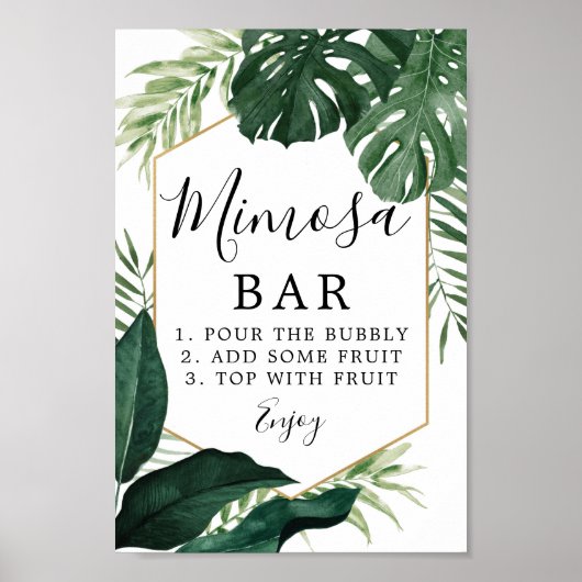 Tropisch Monstera Mimosa Bar Bord Poster (Voorkant)