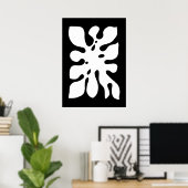 Tropisch Monstera Oerwoud Leaf Black en White Poster (Thuiskantoor)