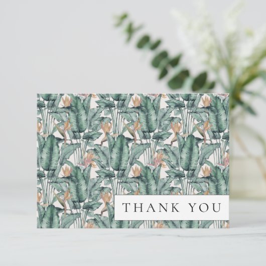 Tropisch Monstera Palm Leaf Hartelijk dank Bedankkaart (Staand voorkant)