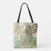 Tropisch Monstera Retro Hand-getrokken Patroon Tote Bag (Achterkant)