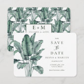 Tropisch Monstera slaat de datum op Save The Date (Voorkant / Achterkant)