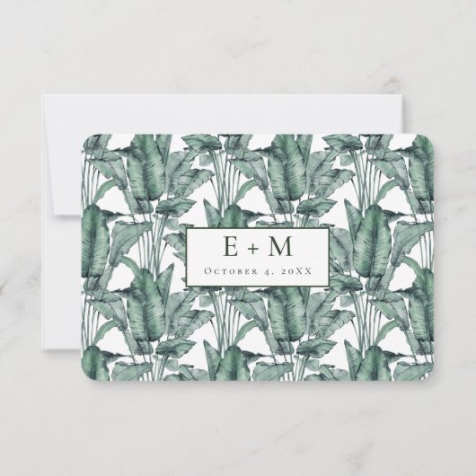 Tropisch Monstera slaat de datum op Save The Date (Achterkant)