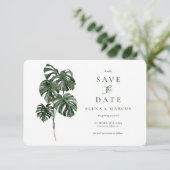 Tropisch Monstera slaat de datum op Save The Date (Staand voorkant)