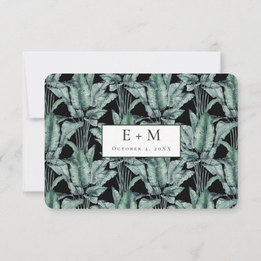 Tropisch Monstera slaat de datum op Save The Date (Achterkant)