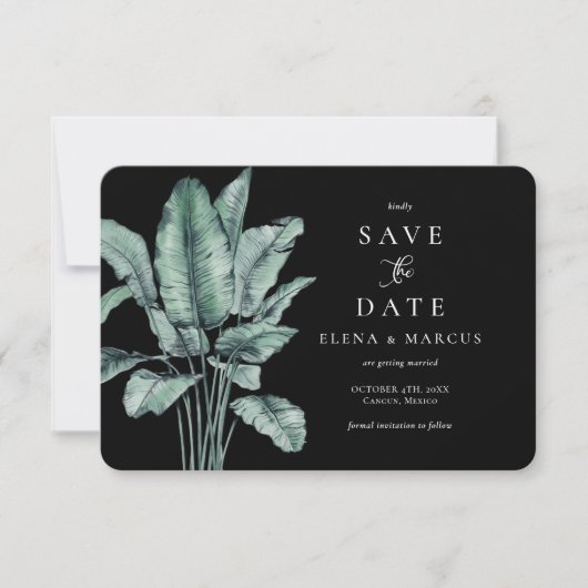 Tropisch Monstera slaat de datum op Save The Date (Voorkant)