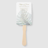 Tropisch Monstera Tan Wedding Program Hand Fan Handwaaier (Voorkant)