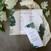 Tropisch Monstera Tri-Fold Wedding Programme Flyer