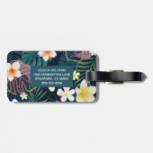 Tropisch monstera verlaat plumeria bloemen bagage bagagelabel (Achterkant horizontaal)