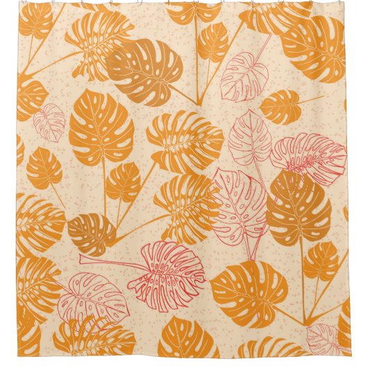 Tropisch monstera vertrekt, silhouette tekening Se Douchegordijn (Voorkant)