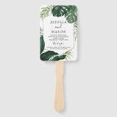 Tropisch Monstera Wedding Fan-programma Handwaaier (Voorkant)