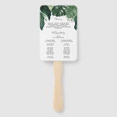 Tropisch Monstera Wedding Fan-programma Handwaaier (Achterkant)
