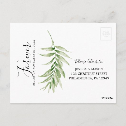 Tropisch Monstera Wedding RSVP Briefkaart (Achterkant)