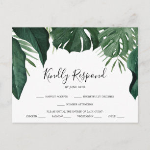 Tropisch Monstera Wedding RSVP Briefkaart