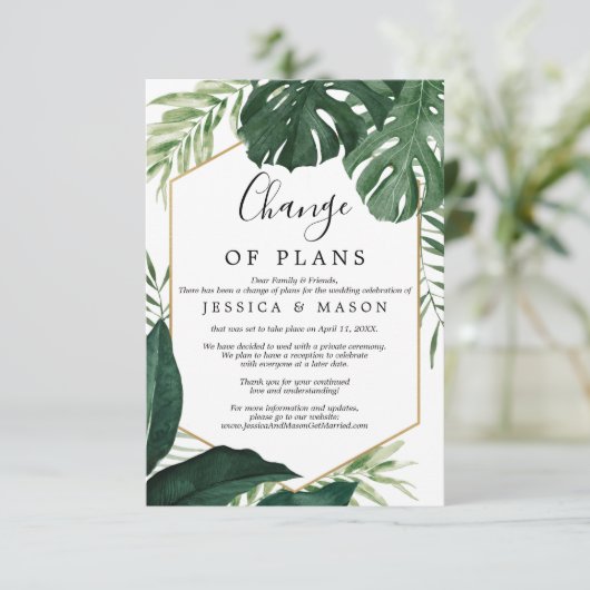 Tropisch Monstera Wedding stelt aankondiging uit (Staand voorkant)
