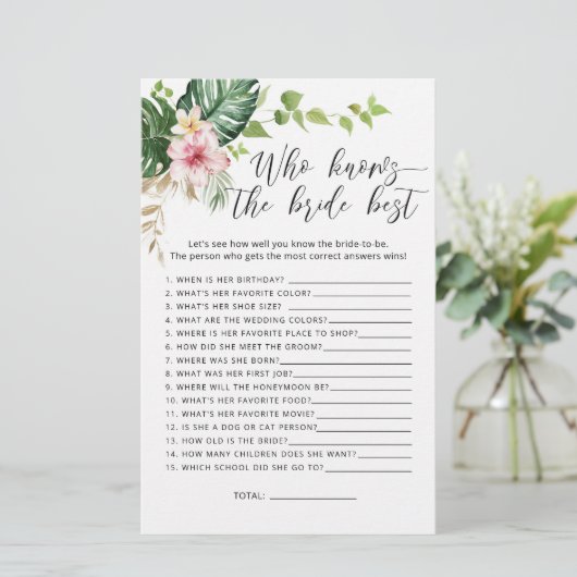 Tropisch monstera Who kent het beste spel van de b (Staand voorkant)