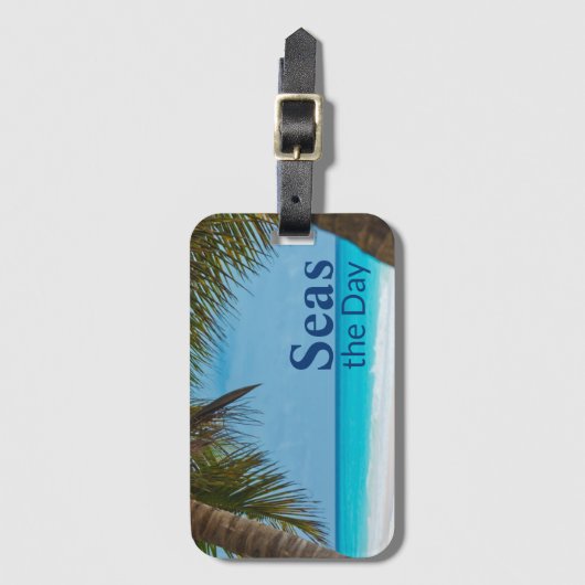 Tropisch mooie strandscène met Zeeen op Dag Bagagelabel (Voorkant (verticaal))