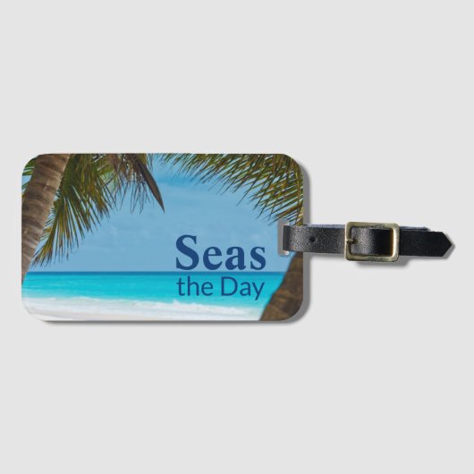 Tropisch mooie strandscène met Zeeen op Dag Bagagelabel (Voorkant (horizontaal))