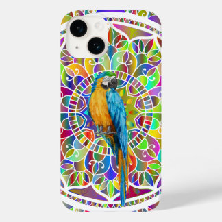 Tropisch Mozaïek – Blauwe en Gouden Ara Mandala Case-Mate iPhone 14 Hoesje