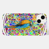 Tropisch Mozaïek – Blauwe en Gouden Ara Mandala Case-Mate iPhone Case (Achterkant (horizontaal))