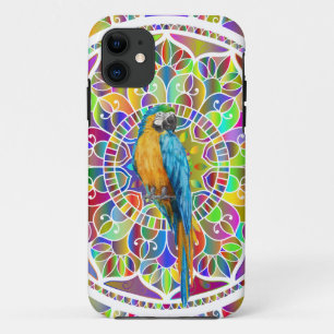 Tropisch Mozaïek – Blauwe en Gouden Ara Mandala Case-Mate iPhone Case