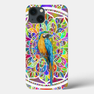 Tropisch Mozaïek – Blauwe en Gouden Ara Mandala Case-Mate iPhone Case