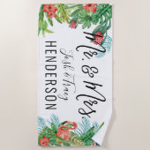 Tropisch Mr. & Mevrouw Gepersonaliseerd Strandlaken (Voorkant)