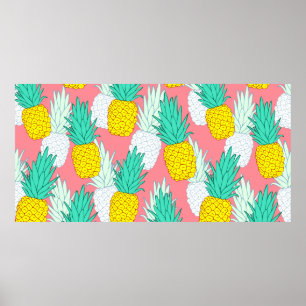 Tropisch naadloos patroon met exotische anananasse poster