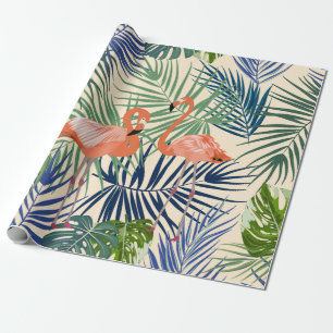 Tropisch naadloos patroon met flamingo. Botany de Cadeaupapier