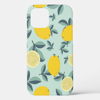 Tropisch naadloos patroon met gele citroenen iPhone 12 hoesje