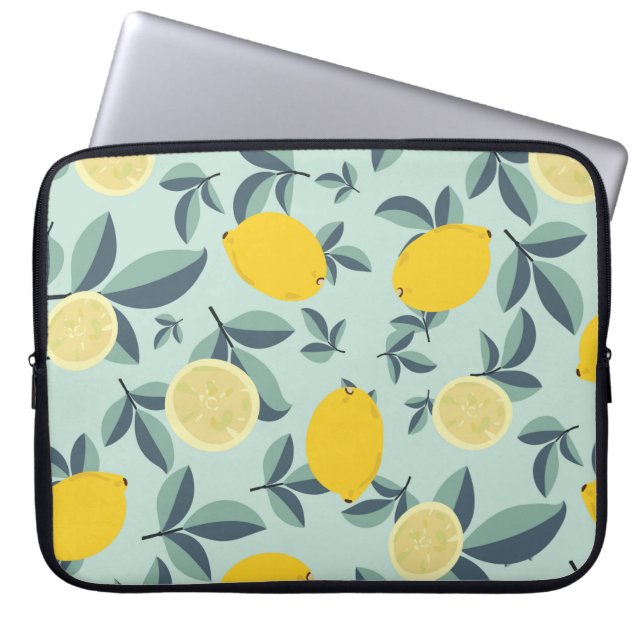 Tropisch naadloos patroon met gele citroenen laptop sleeve (Voorkant)