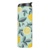 Tropisch naadloos patroon met gele citroenen thermosbeker (Gedraaid links)
