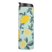 Tropisch naadloos patroon met gele citroenen thermosbeker (Geroteerd rechts)