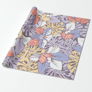 Tropisch naadloos patroon met orchidee en monstera cadeaupapier